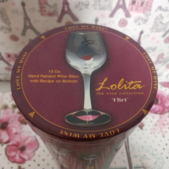 "Flirt" Hand Painted Wine Glass by Lolita RETIRED! - Picture 4 of 8